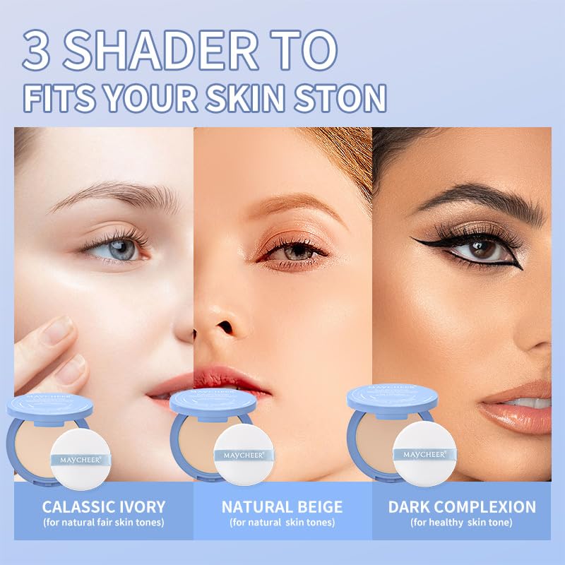 Oil Control Face Pressed Powder, Matte and Smooth Translucent Powder Setting Powder Makeup, Waterproof Long Lasting Finishing Face Powder, Cruelty-free, 0.35Oz (01 White)