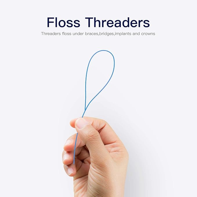 400 Count Floss Threaders for Braces, Bridges, and Implants (8 Packs of 50) - Flexible Nylon Threading Loops - Slim & Durable Dental Floss Helpers for Crowns & Orthodontic Appliances
