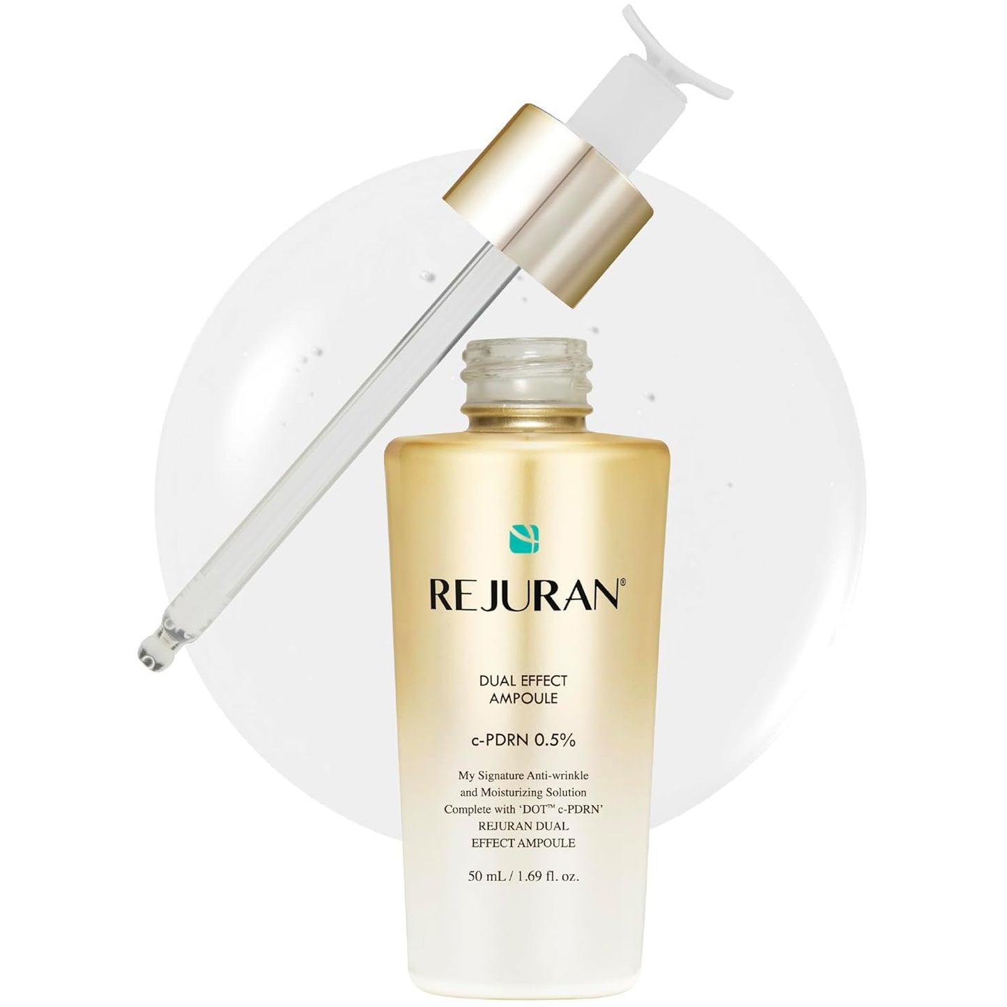 REJURAN® Dual Effect Ampoule, DOT DUAL c-PDRN® [Larger Size] - Salmon DNA Face Serum for Deep Rejuvenation, Wrinkle Care, Skin Elasticity with Visible Anti-Aging Results. Korean Skincare (1.69 fl oz)