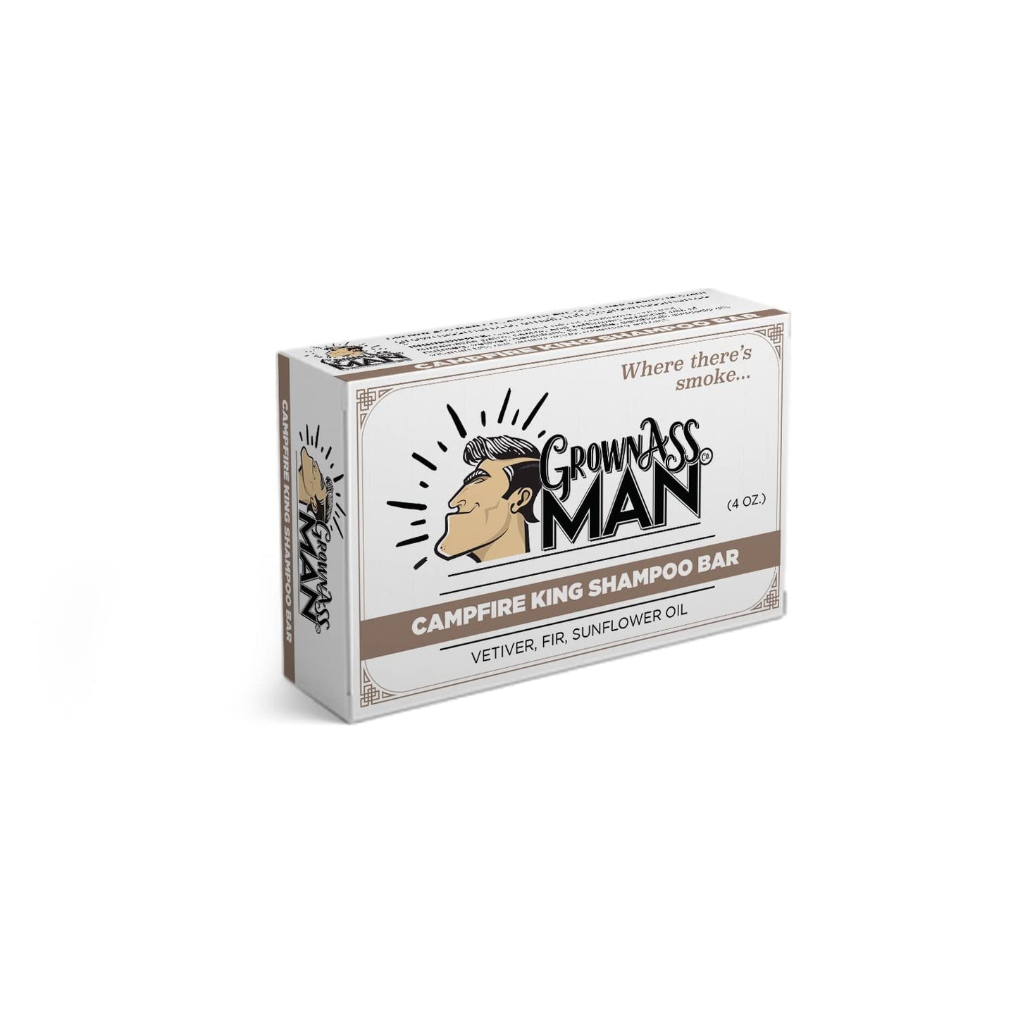 Solid Shampoo Bar Rich Lather 3 in 1: Hair, Beard & Body Wash - Plastic Free & Eco-Friendly, Natural & Organic Clean for All Hair Types, 4oz Bar (Campfire King, 3-Pack)
