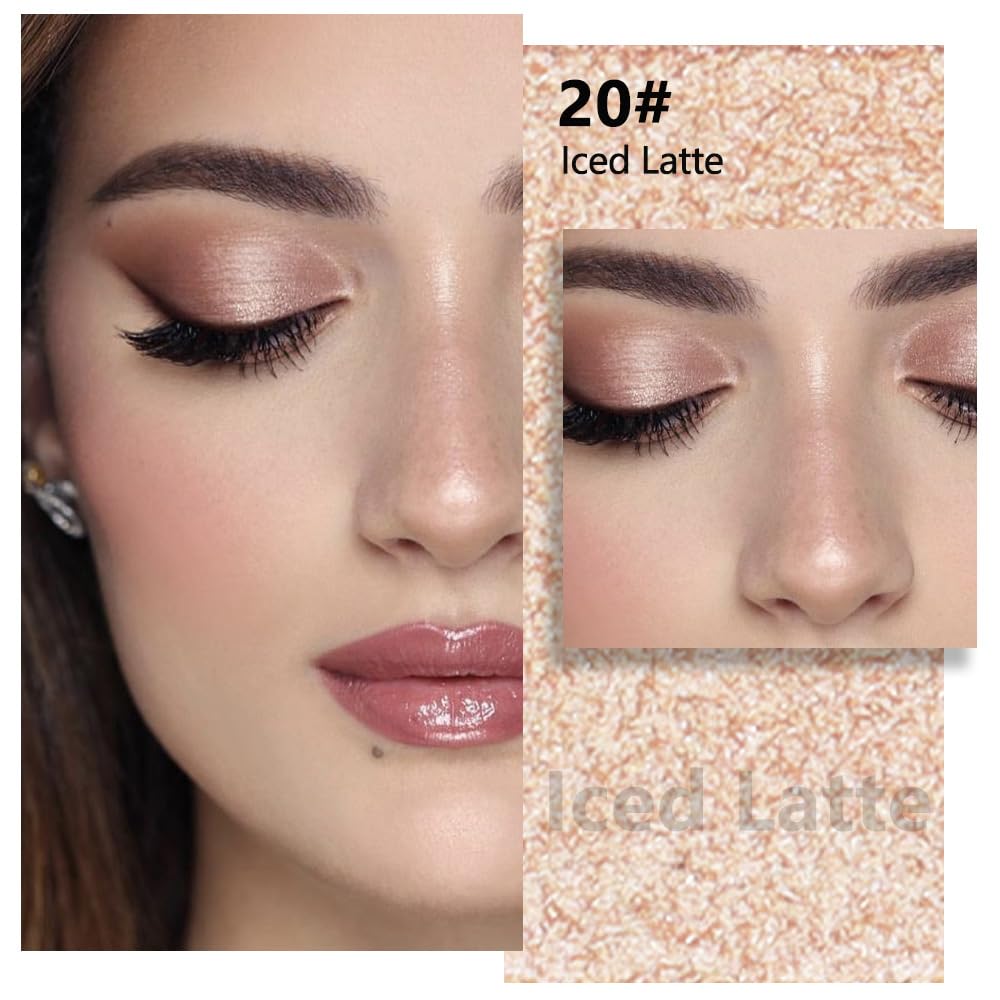 Kaely Pressed Single Eyeshadow Makeup, Light Nude Brown Shimmer Highly Pigmented Monochrome Eye Shadow Palette, Waterproof Neutral Powder Mini Eyeshadow, sombras para ojos, Lightweight Blendable, 20