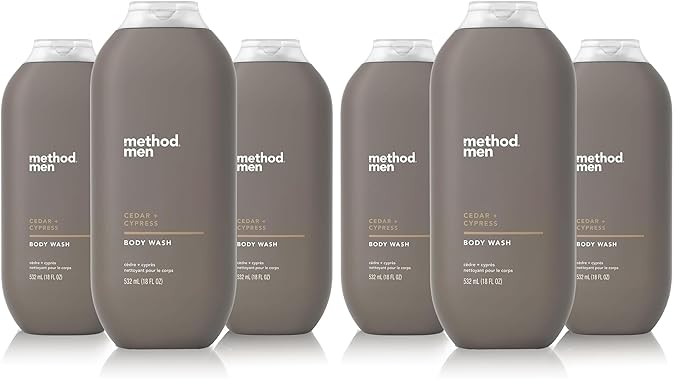 Method Men Body Wash,Cedar + Cypress,Paraben and Phthalate Free,18 FL Oz,(Pack of 6)