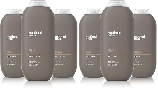 Method Men Body Wash,Cedar + Cypress,Paraben and Phthalate Free,18 FL Oz,(Pack of 6)