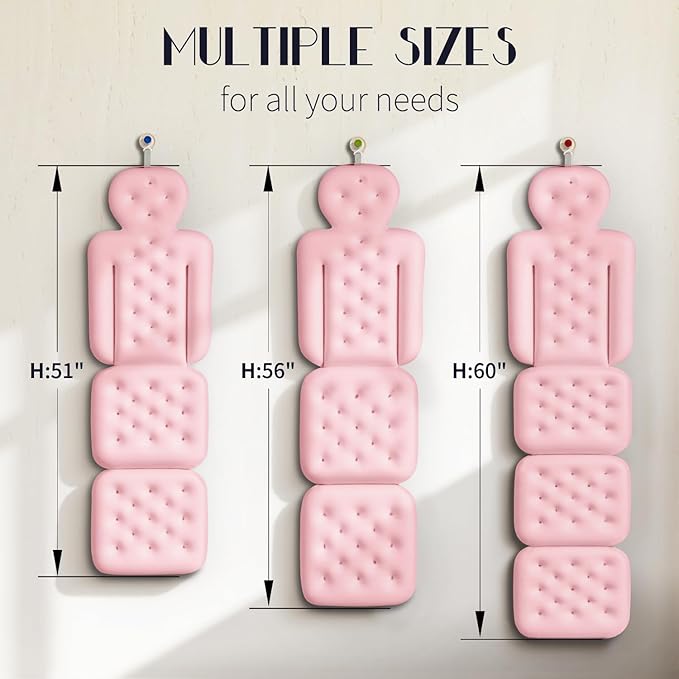 Full Body Bath Pillow for Bathtub, Thick Bathtub Cushion, Luxury Tub Pillow for Bath for Headrest Neck and Back Support Pink 56" x 16"