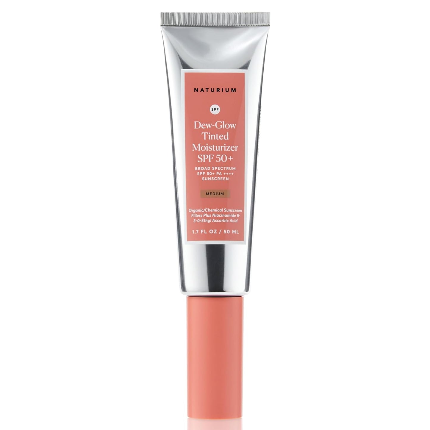 Naturium Dew-Glow Tinted Moisturizer SPF 50+ Medium, Daily Moisturizing Sunscreen & Face Primer with Tint, Skin Protector with Dewy Finish, 1.7 oz