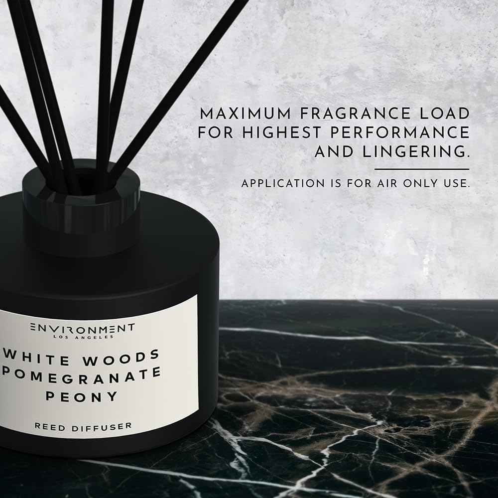 ENVIRONMENT Inspired by 5-Star Hotels ARH Reed Diffuser, 200ml Luxury Scented Aromatherapy (White Woods | Pomegranate | Peony) Reed Diffusers for Home, Diffusing Oil Fragrance, Home Fragrance Products