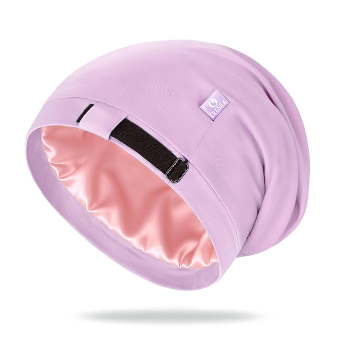 OLESILK 100% Mulberry Silk Bonnet for Sleeping Women & Men, Silk Hair Wrap for Sleeping, Purple