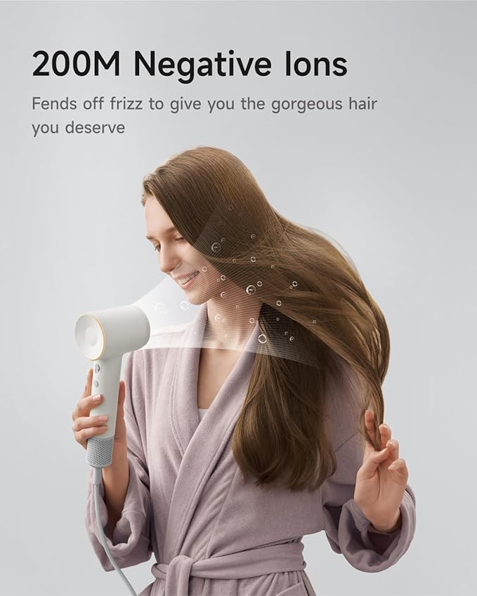 Laifen Hair Dryer SE 2, 200 Million Negative Ionic Blow Dryer with Child Mode and 108,000 RPM Brushless Motor, 1400W Powerful Fast Drying High-Speed Low Noise Hairdryer with Magnetic Attachments