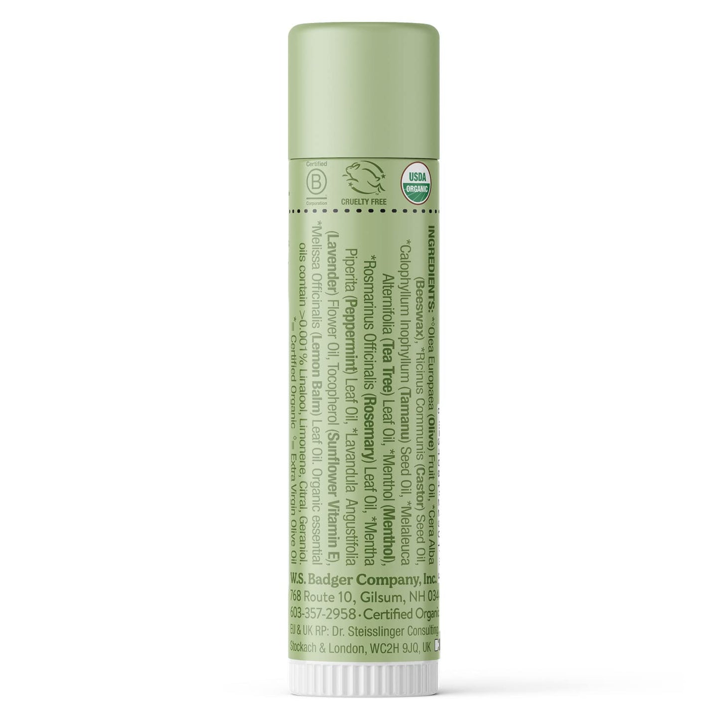Badger Tea Tree Classic Lip Balm, 100% Organic Lip Balm, Moisturizing Herbal Lip Care w/Light Silky Texture, Soothing & Refreshing Lip Care for Irritated or Chapped Lips, 4 Pack