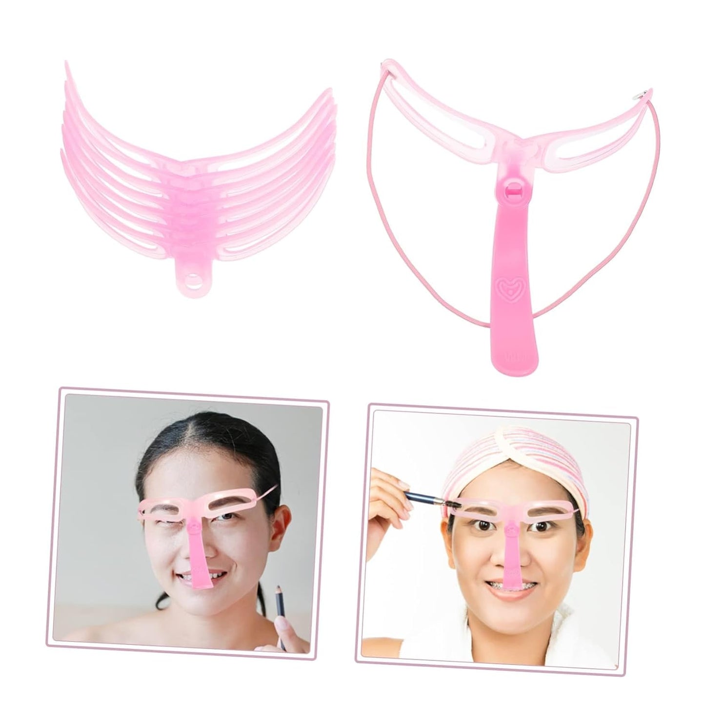 Reusable Eyebrow Shaping Kit with 8 Designs, Includes Stencils with Handle and Belt, Washable Eyebrow Guide, 5.2" Wide x 4" Long.