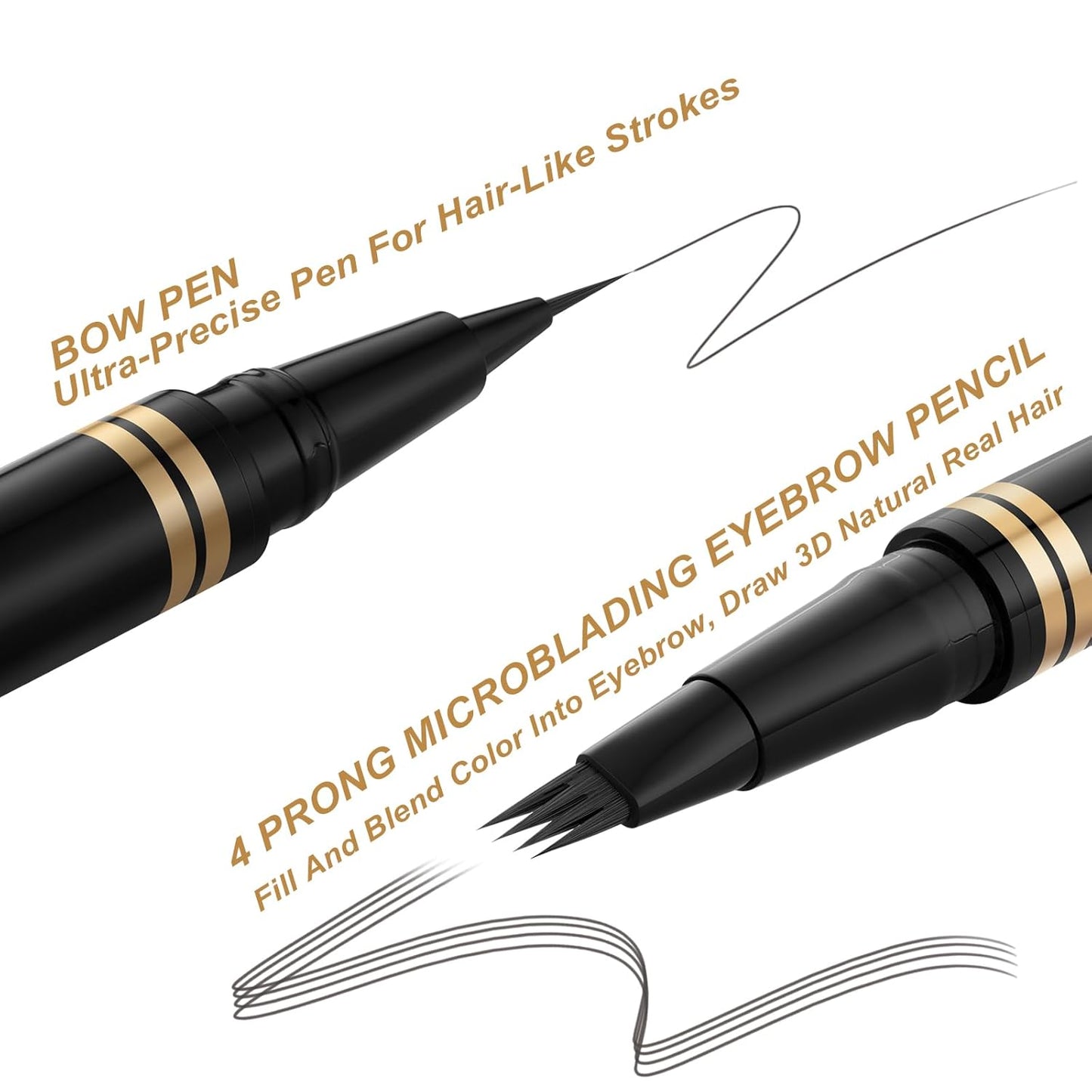 Eyebrow Pen,2-in-1 Waterproof Eyebrow Pencil with 4 Tip Microblading Brow Pen and Ultra-Precise Brow Pencil,with Dual-ended Eyebrow Brush,Eyebrow Makeup for Natural Looking - Dark Grey