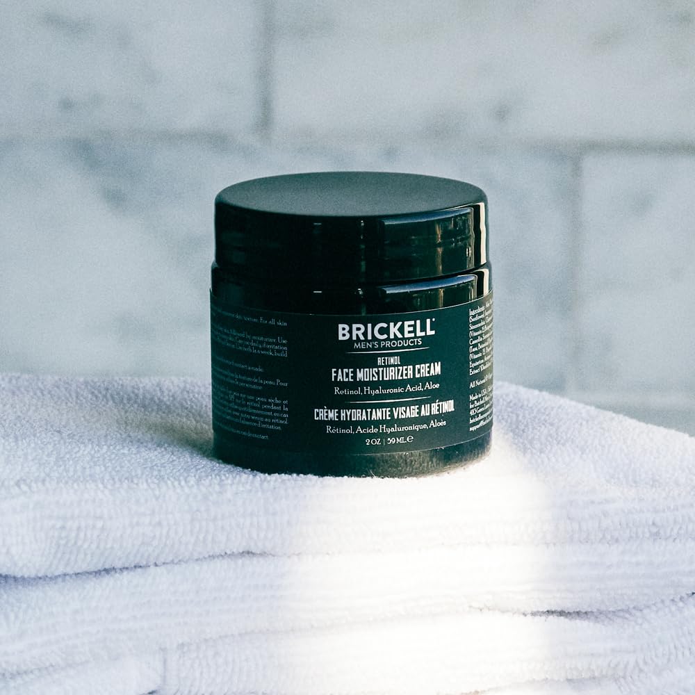 Brickell Men's Retinol Face Moisturizer Cream For Men, Natural & Organic, Anti-Wrinkle Face Night Cream with Retinol & Hyaluronic Acid To Reduce Fine Lines and Even Skin Tone, Fragrance-Free, 2 Ounce