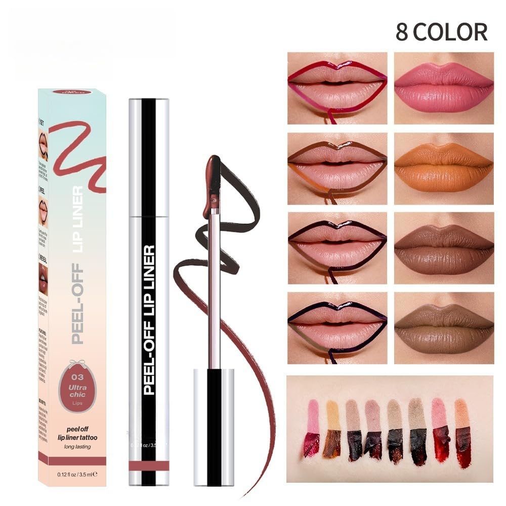 Longwear Peel-off Lip Stain Marker Peel Off with Vitamin E - Smudge-Resistant Lip Liner & Base for All Skin Types (01#)