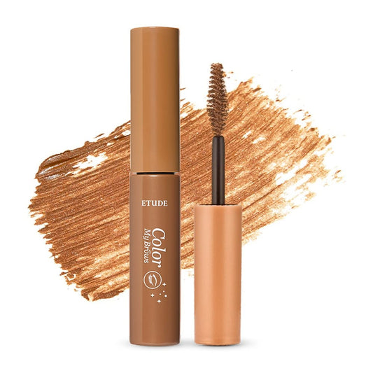 ETUDE Color My Brows, Brow Mascara, 3D Natural Coloring, Beeswax & Carnauba Wax, Moisturizing Brow Care, Eyebrow tint, Soft Gel Texture, Korean Makeup, Beauty, Light Brown (0.152 Fl Oz)