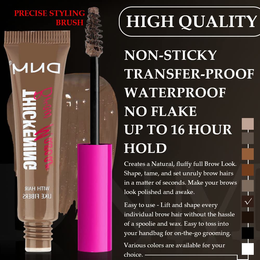 Tinted Thickening Brow Gel Brown Mascara,Brow Fast Sculpt,Waterproof, Transfer-proof, Brush to Fill in Eyebrows and Cover Gray Hairs - Cruelty Free - Light Medium Brown (1pc 06 Brunette)