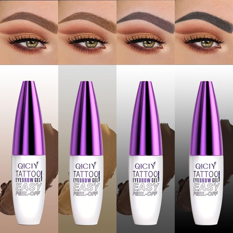 2pcs Black Tattoo Eyebrow Gel Tinting, Waterproof & Transfer-proof for Fuller Brows, Suitable for All Skin Types (Black, 2Pcs)