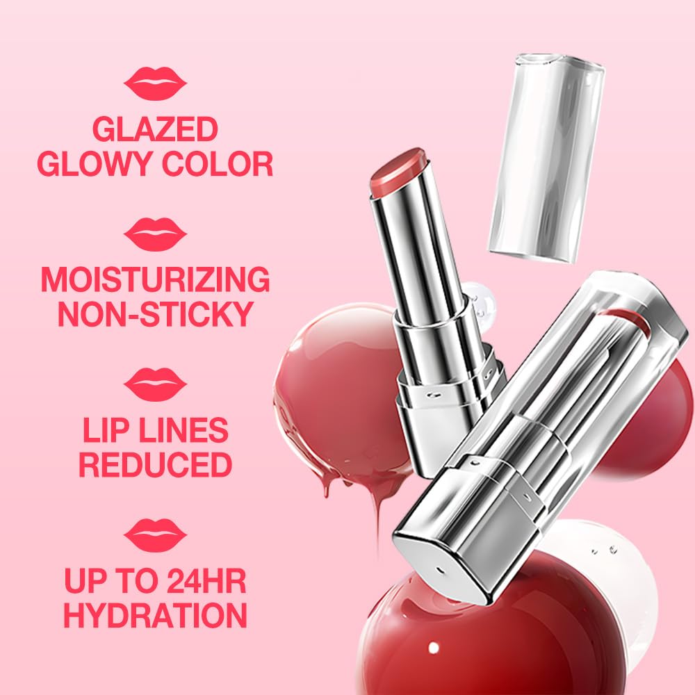 2Pcs Tinted Lip Balm Moisturizing Lipstick – Warm Orange Brown & Deep Rose Color Bean Paste Sheer Hydrating Lip Color for Dry Lips Nourishing Lip Balm for All Women with a Subtle Natural Scent