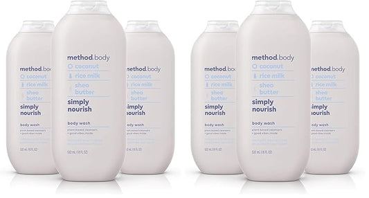 Method Body Wash,Simply Nourish,Paraben and Phthalate Free,18 oz,(Pack of 6)