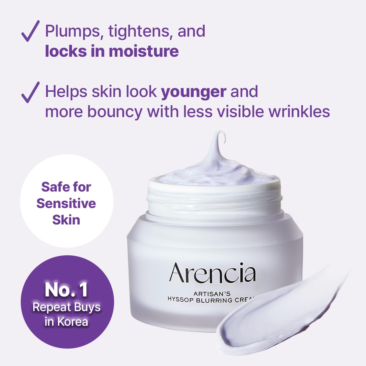 Hyssop Blurring Cream, Intense Collagen Face Moisturizer & Night Repair Cream for Anti-Aging, Nourishing Skin Barrier, Premium Korean Skincare, 1oz
