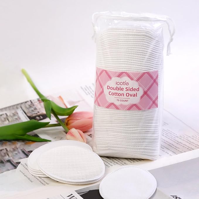 Large Oval Cotton Pads, 280 Count, 3-Layer Dual Textured Design, Lint-Free and Extra Soft, Ideal for Makeup Removal, Facial Cleansing, Toner Application, and Skincare for All Skin Types