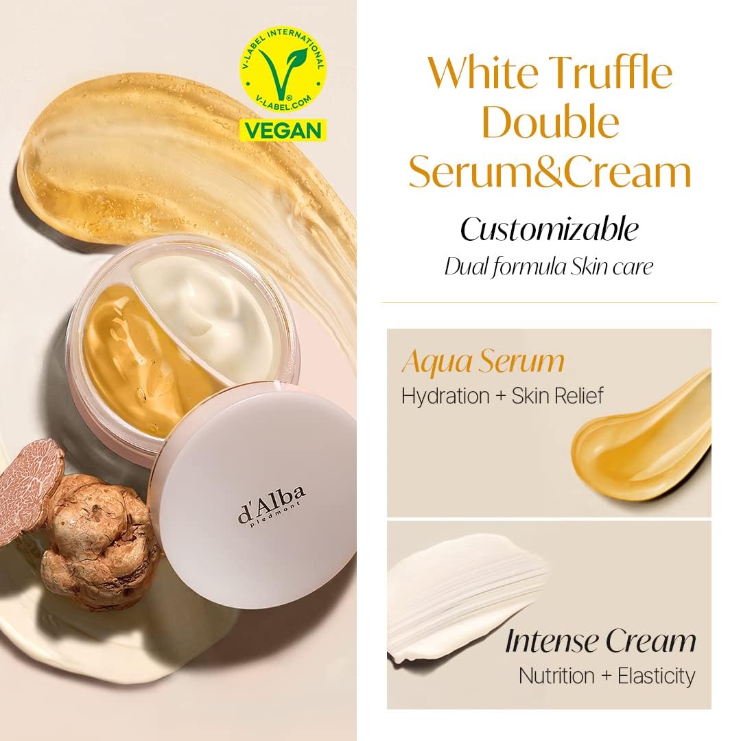 d'Alba Italian White Truffle Vegan Gift for HER, First Aromatic Spray Serum & Double Serum & Cream, Facial Skincare Gift Set