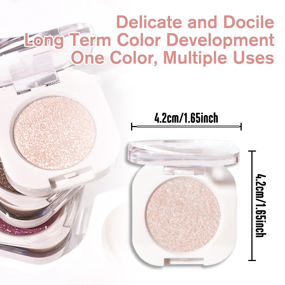 Pear White Shimmer Single Eyeshadow Makeup, Neutral Powde Eye Shadow for Women, Sparkly Pearl Glitter Singles Eyeshadow Palette Pigmented Waterproof, sombras para ojos, Girls Eyeshadows Gift 23