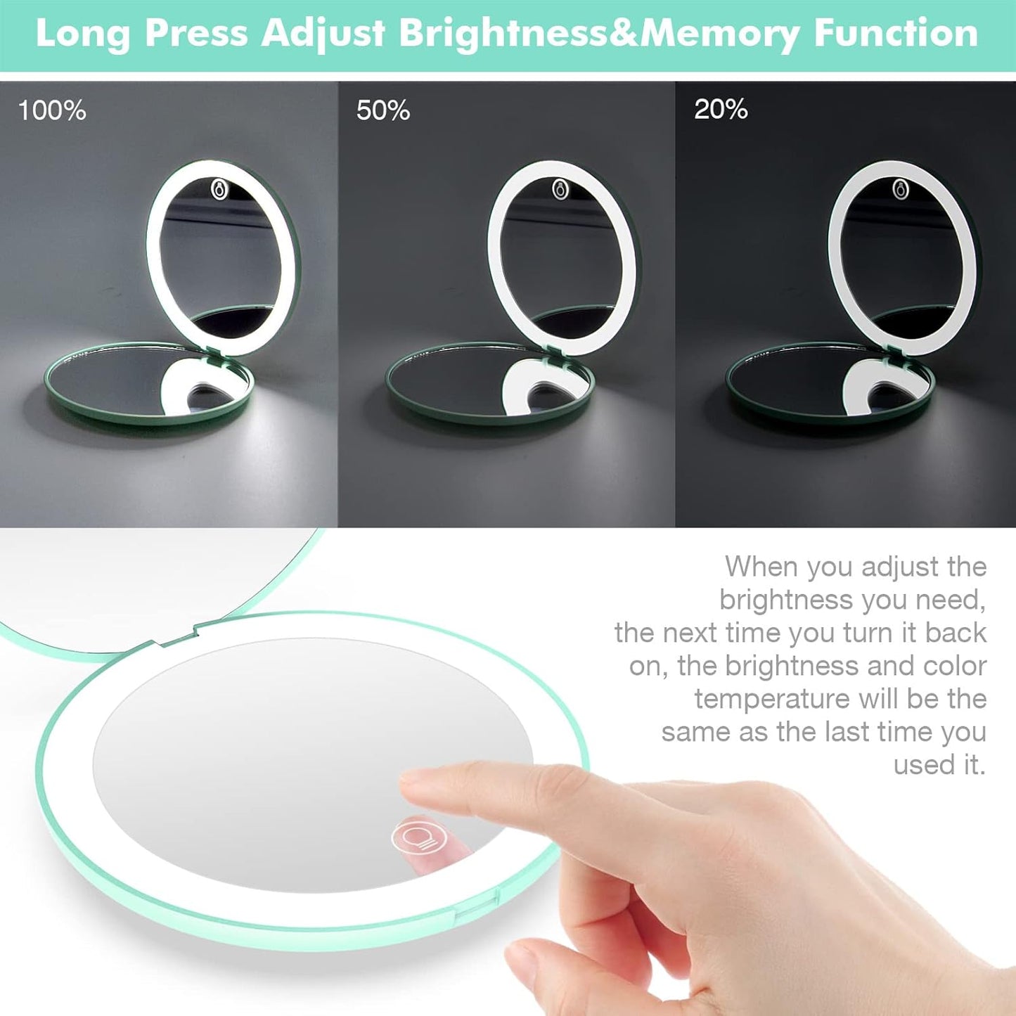 wobsion 10X Magnifying Tabletop Mirror, 4 Inch Round, Glass, ABS