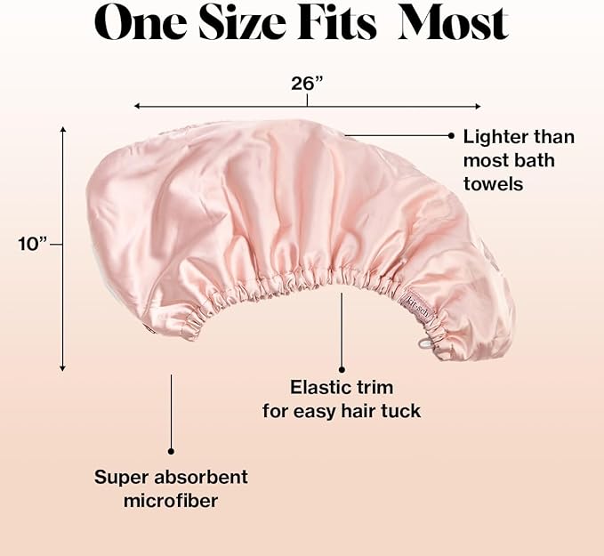 Kitsch Microfiber Hair Towel Wrap for Women – Ultra Absorbent Microfiber Bath Towels for Wet, Curly, Long or Short Hair – Anti-Frizz Hair Wrap, Great Hair Care Gifts for Women – Blush
