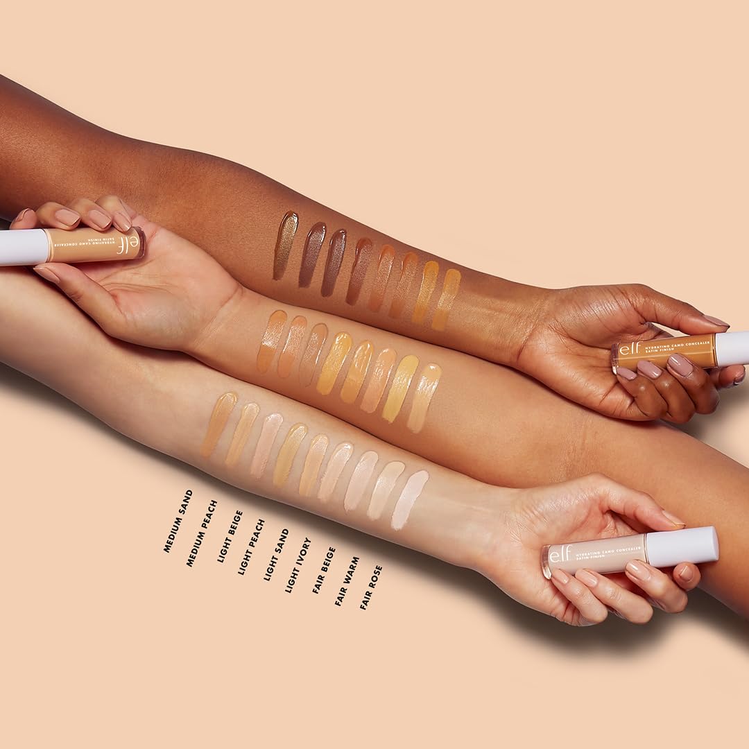 e.l.f. Hydrating Camo Concealer, Covers Blemishes & Under-Eye Circles, Full-Coverage & Delivers A Satin Finish, Vegan & Cruelty-Free, Fair Rose