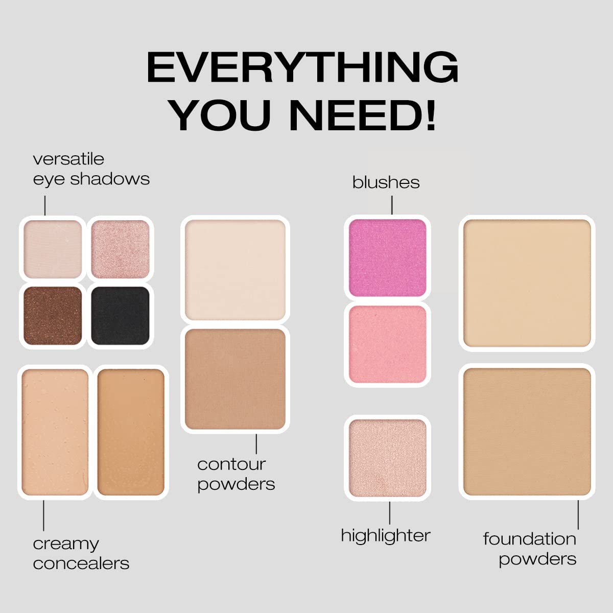 Woosh Beauty, Fold Out Face Original Makeup Palette, Travel, All in One, Neutral Cream & Powder (#2 Medium Light)