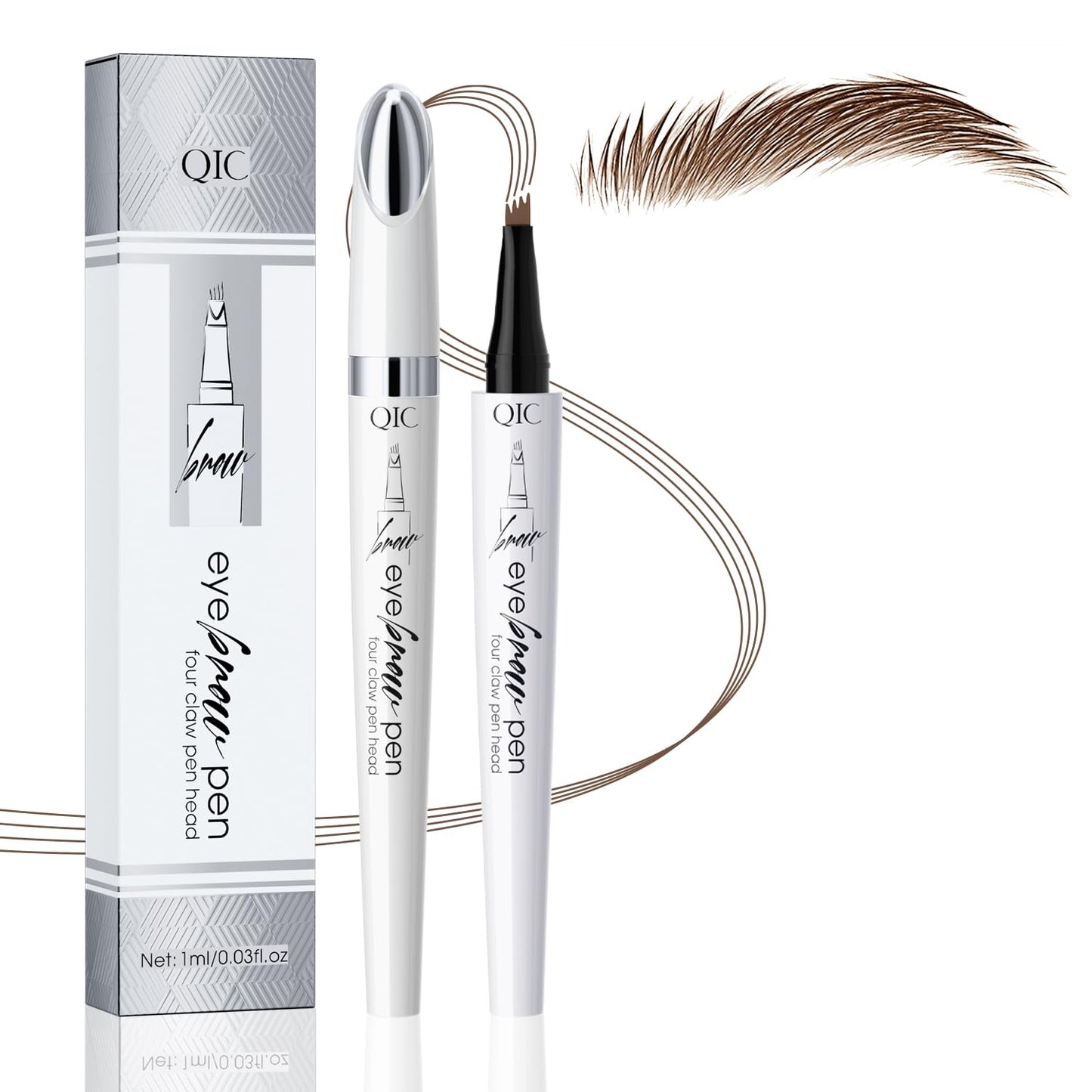 Eyebrow Pen, Waterproof Microblading Eyebrow Pencil, 4 Tip Precise Eye Brow Makeup Pen for Women to Effortlessly Create Hair Like Natural Brows, Non Dry Out and Last All Day (Light brown)