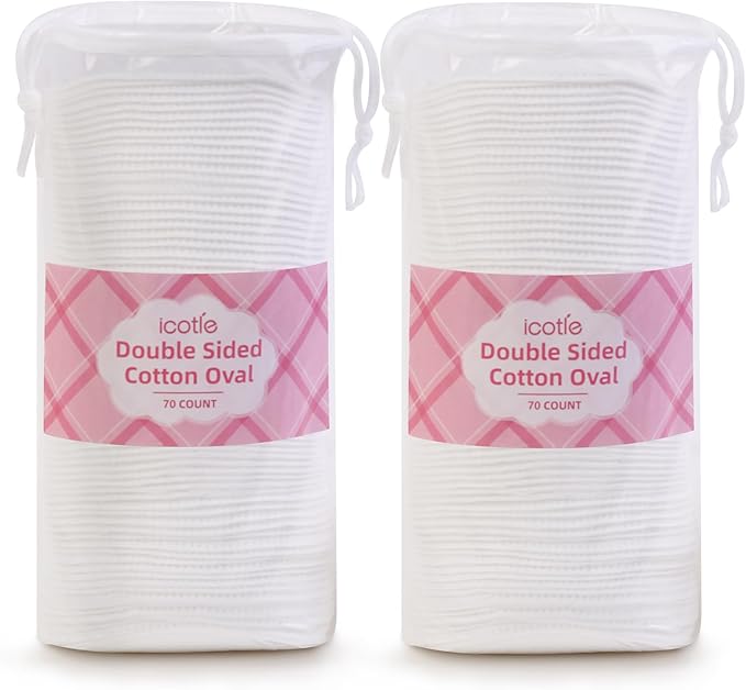 Large Oval Cotton Pads, 140 Count, 3-Layer Dual Textured Design, Lint-Free, Ultra-Soft Cotton Ovals for All Skin Types, Ideal for Makeup Removal, Cleansing, Skincare, and More
