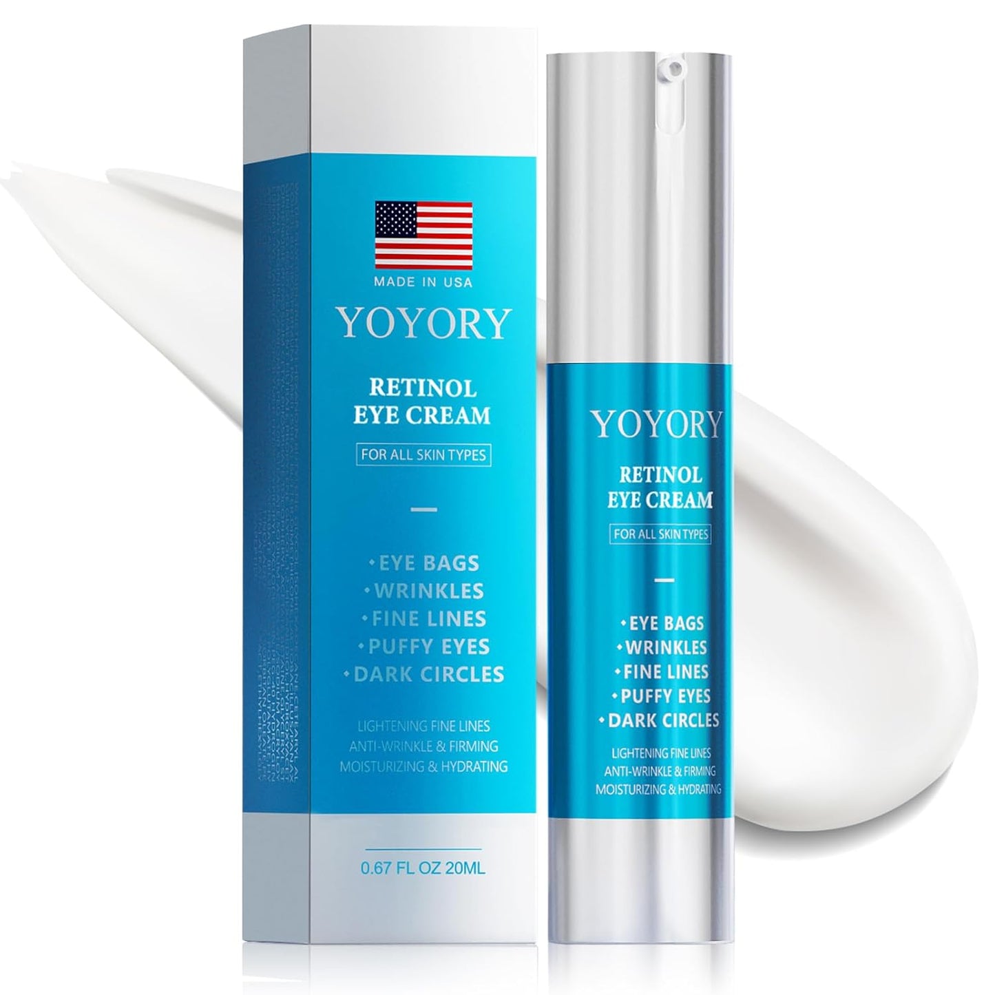 Retinol Under Eye Cream - Anti Aging Eye Cream for Dark Circles and Puffiness, Wrinkles, Fine Lines Eye Bags Treatment Skin Care Hydrates & Lifts (20ml)