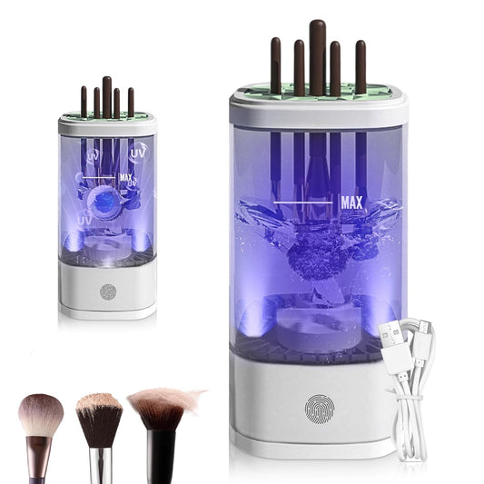 Electric Makeup Brush Cleaner - 9000 RPM Makeup Brush Cleaning Machine with Dry Function - IP65 Waterproof Automatic Makeup Brush Cleaner for Makeup Sponges and Brushes Cosmetic Brush Cleaner Plug-in