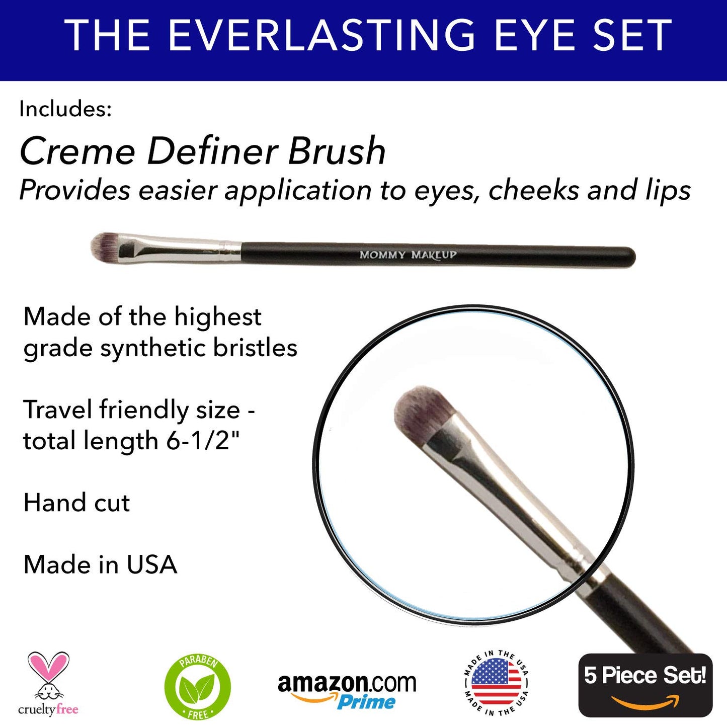 The Everlasting Eye 5 Piece Waterproof Makeup Set. Gel Eyeliner, Creme Eyeshadow, 2 brushes and Mesh Bag. Paraben-free, Talc-free, Cruelty-free. Nudetrality/Chocolate Kiss 2402