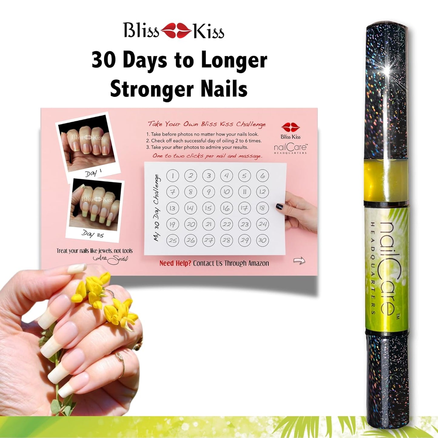 Nail Care Headquarters Simply Pure Cuticle Oil Pen for Nails - Nail Strengthener & Growth Oil and Serum for Damaged Nails, Hangnails w/Jojoba cuticle oil—Coconut Lime Verbena Fragrance