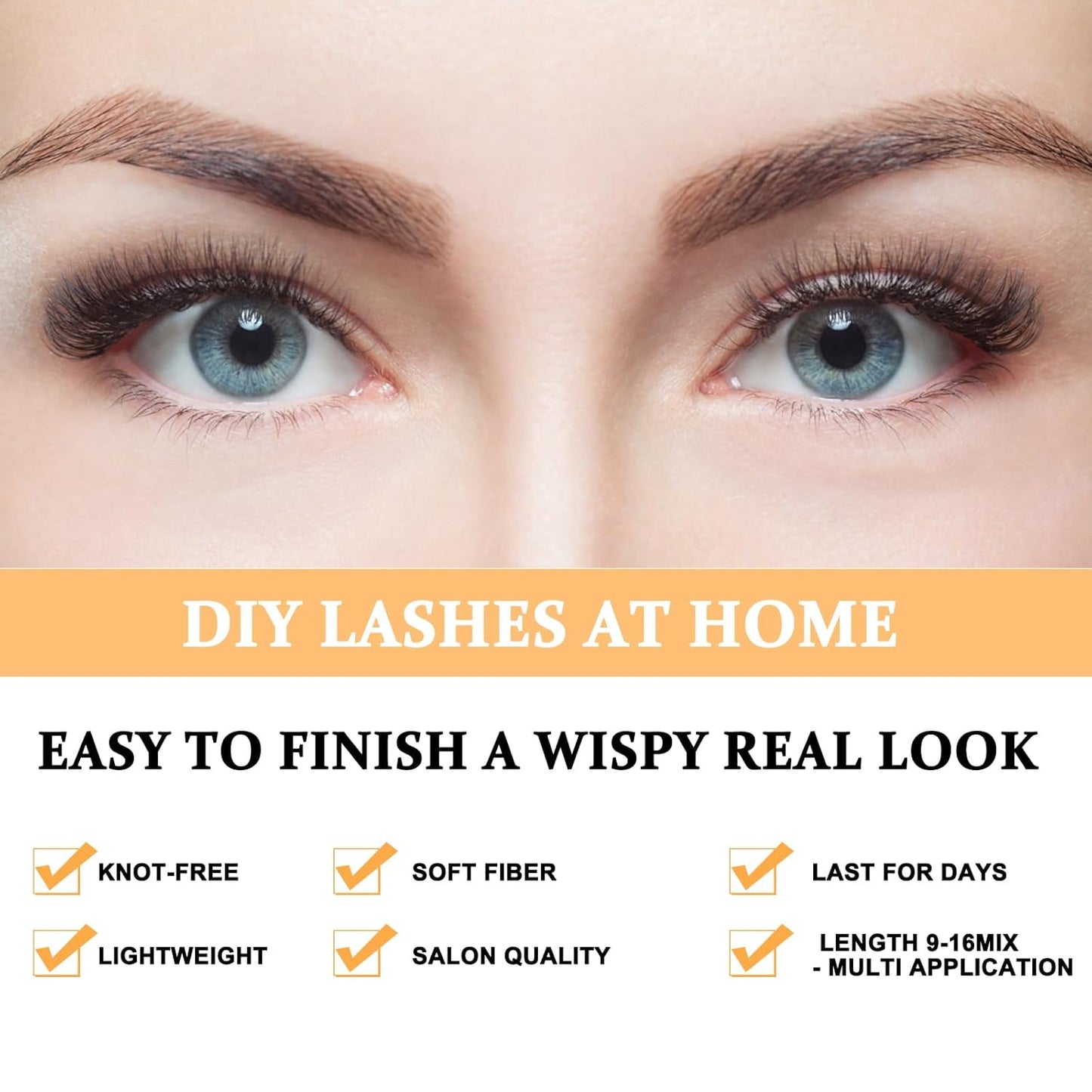 B&Qaugen Lash Clusters 30D 50D-D-9-16MIX LASH Individual Lashes 280 False Eyelash 9-16MIX Extensions Cluster DIY at Home (30D 50D,D-9-16MIX)