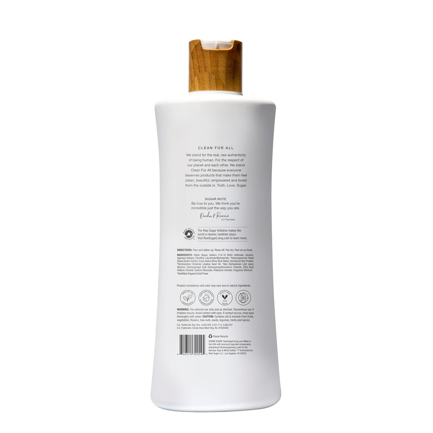 RAW SUGAR Simply Body Wash - shea + Rice Flower, Moisturizing & Soothing Bath & Shower Gel, Sulfate-Free, Paraben-Free & Vegan (25 Fl Oz, Pack of 1)