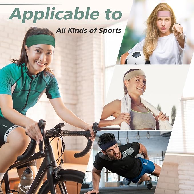 Headbands for Women, Stretchy Non Slip Soft Cotton Cloth Hair Bands for Sports, Workout, Yoga and Running, 7pcs