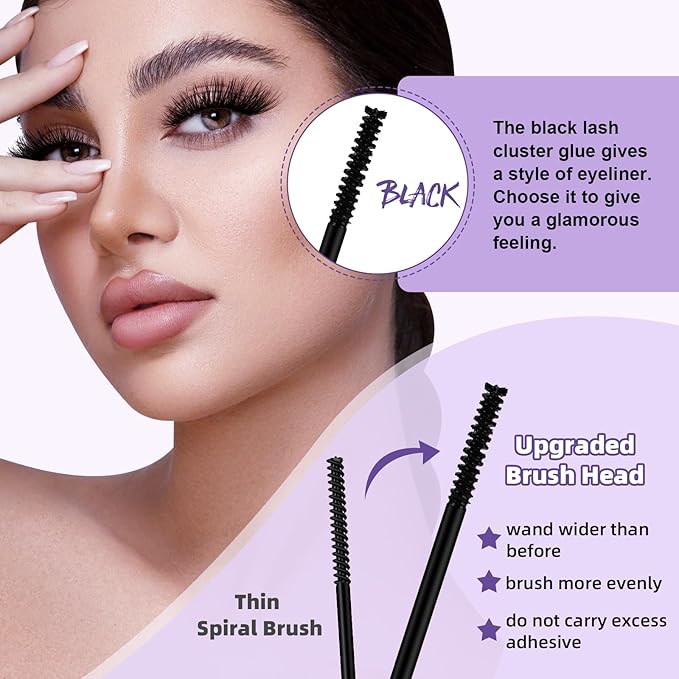 Lash Cluster Glue 10 ML Lash Bond Black Long Retention Eyelash Glue for Personal DIY Eyelash Extension Waterproof Bond Mild High Adhesive for Beginners (Black,10ml)