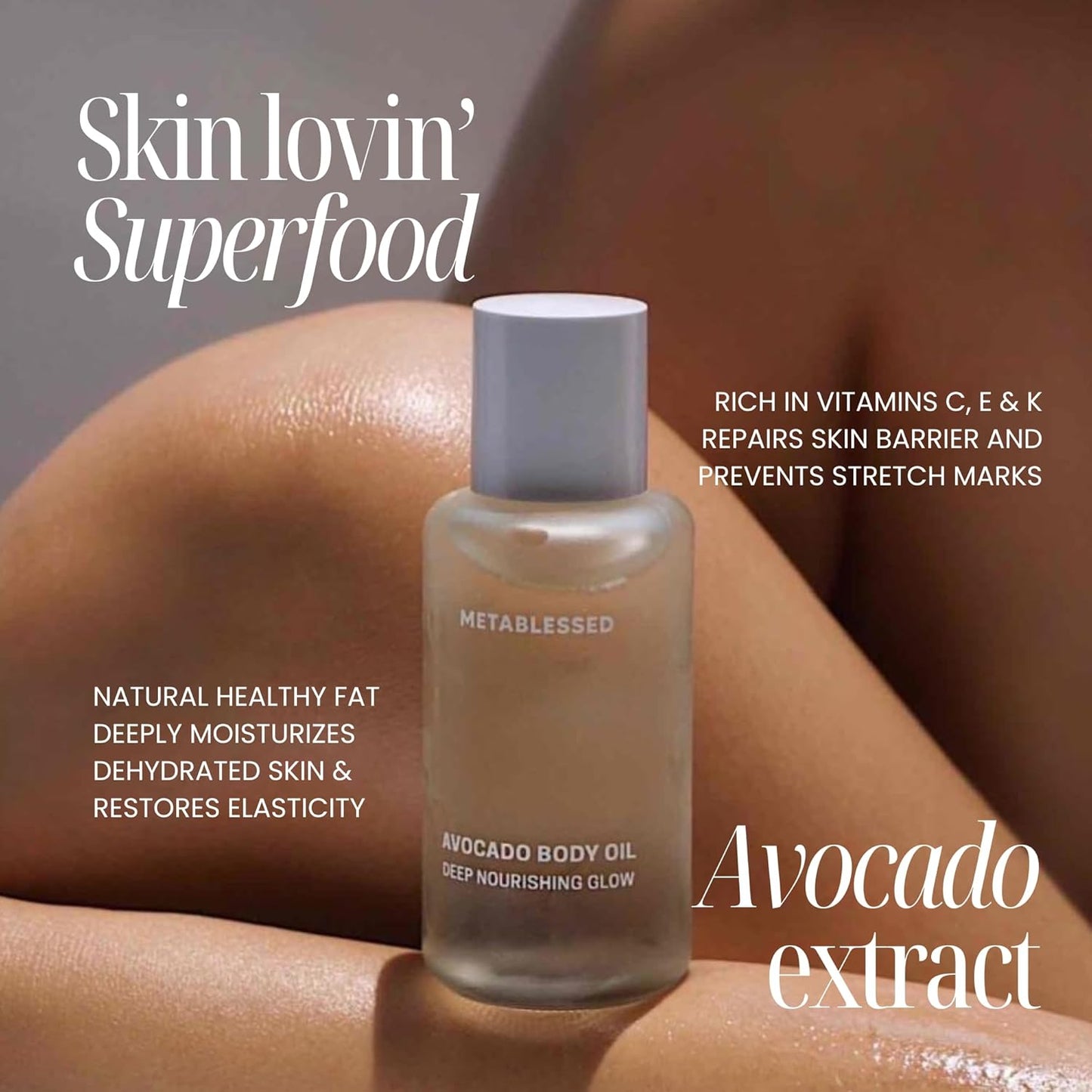 Avocado Dry Body Oil - Deep Nourishing Glow, Fast Absorbing & Non-Greasy Body Moisturizer. Luxurious Soothing Aromatherapy. Sensitive Skin Safe, Clean Beauty 3.38 fl. oz