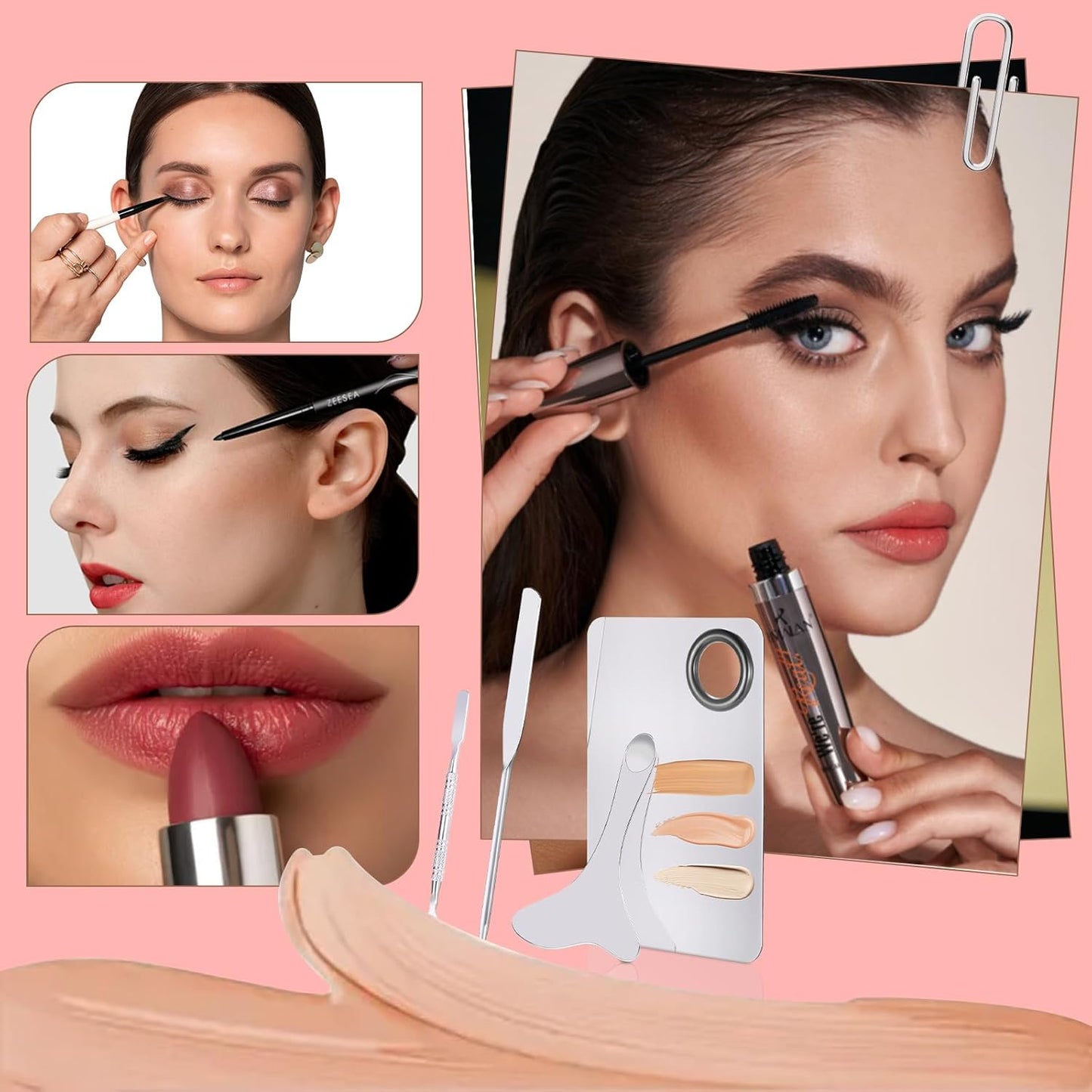 4 Pcs Makeup Spatula Korean Set, Spatula Makeup Korean Foundation Spatula, Stainless Steel Cosmetic Makeup Palette, Korean Makeup Spatula, Makeup Mixing Palette Cosmetic Spatula Skin Care Spatula Tool