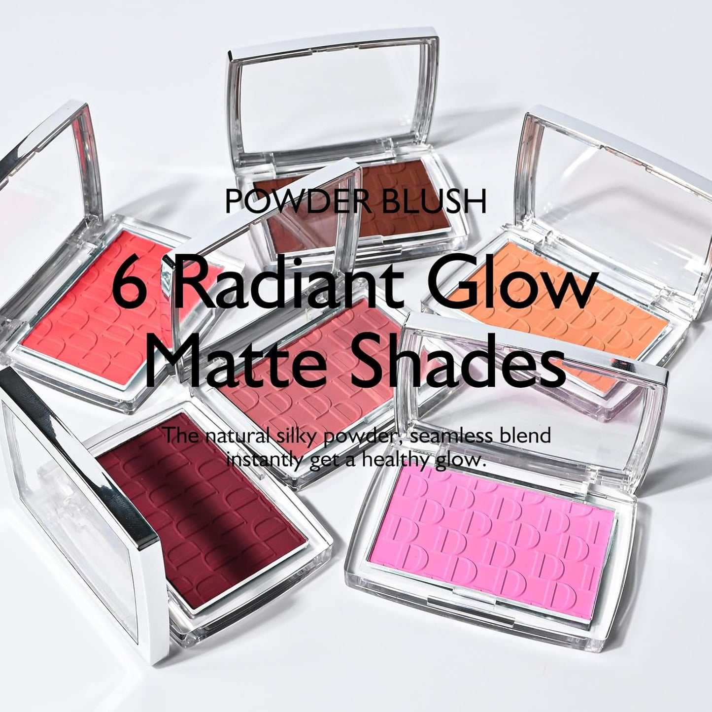 KYDA Powder Blush, Radiant Glow Face Blusher, Blendable Formula, Lasting Moisturizing, Ultra Fine Lightweight Texture, Coral