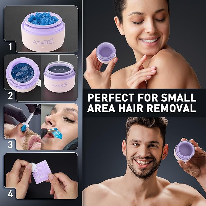 Nose Wax Kit - Portable Wax Warme Hair Removal for Women & Men - 100g Beads, 24 Applicators, 12 Nose Sticks, 3 Silicone Pots-Pink