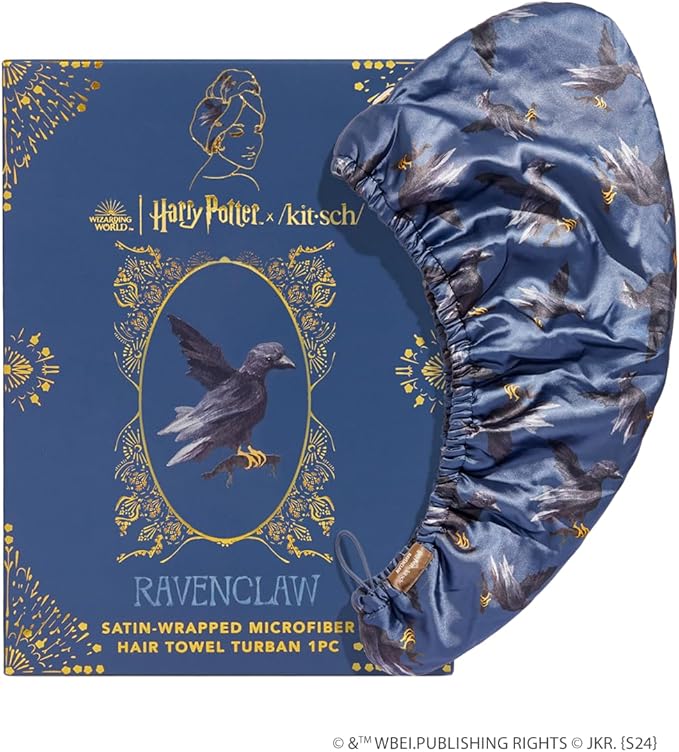 Kitsch Harry Potter x Microfiber Hair Towel Wrap for Women – Ultra Absorbent Microfiber Bath Towels for Wet, Curly, Long/Short Hair, Anti-Frizz Hair Wrap, Great Hair Care Gifts for Women – Ravenclaw