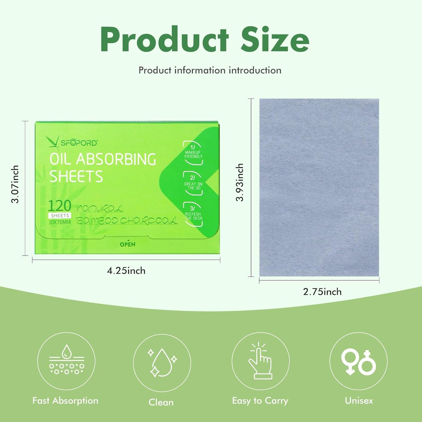 Oil Absorbing Sheets with Bamboo Charcoal - 6 Pack (720 sheets) Oil Blotting Sheets For Face, 20% More Makeup Friendly High-performance Handy Face Blotting Paper for Oily Skin