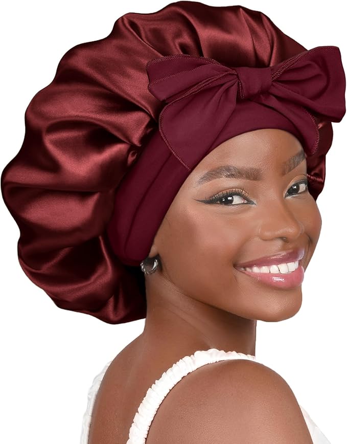 YANIBEST Adjustable Satin Bonnet for Sleeping Women Double Layer Hair Wrap Reduce Friction Prevent Frizz Natural Curly Hair