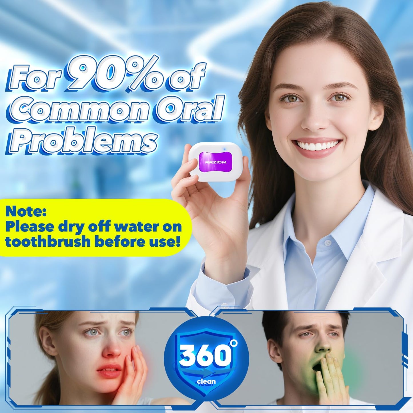 Toothbrush Sanitizer Case, Portable Toothbrush Covers Rechargeable, Rechargeable Toothbrush Cleaner Holder Case for Travel Home, Detachable Toothbrush Cover Cap for All Toothbrushes (White)