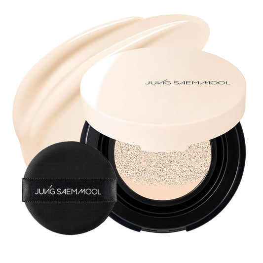 JUNG SAEM MOOL Essential Skin Nuder Cushion Mini 10W Shell 0.17 Fl Oz, Natural Radiant Finish Cushion Foundation with Buildable Coverage, Lightweight Texture, Korean Foundation Makeup