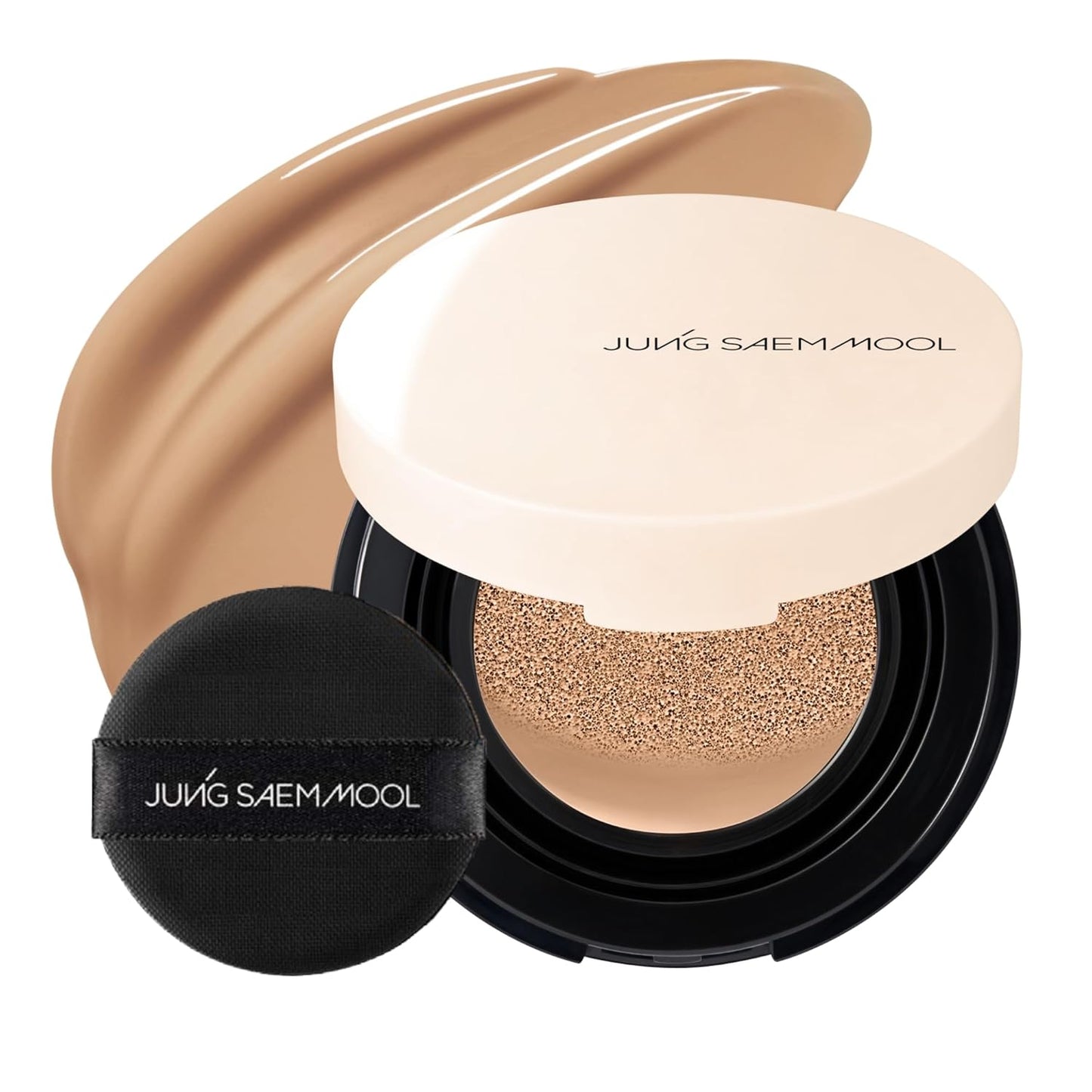 JUNG SAEM MOOL Essential Skin Nuder Cushion Mini 28N Camel 0.17 Fl Oz, Natural Radiant Finish Cushion Foundation with Buildable Coverage, Lightweight Texture, Korean Foundation Makeup